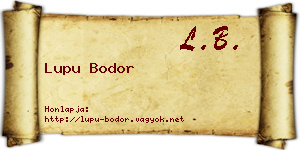 Lupu Bodor névjegykártya